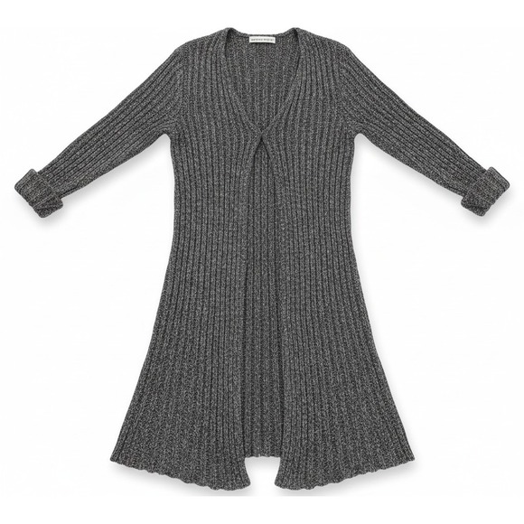 Sweater Project Sweaters - Sweater Project Black Gray Ribbed Cardigan Sweater Women's Medium Open‎ Front